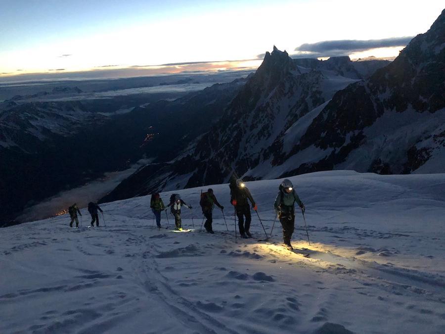 Hiking up dawn head torches